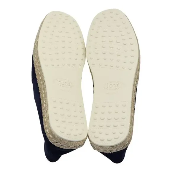 Tod's Suede Whipstitched Espadrilles Navy 36.5 - Picture 5 of 8